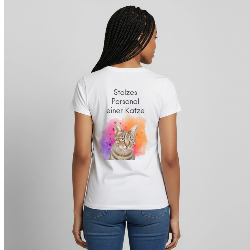 Pedro's T-Shirt CAT MOM Stolzes Personal einer Katze Black Edition - Weiß