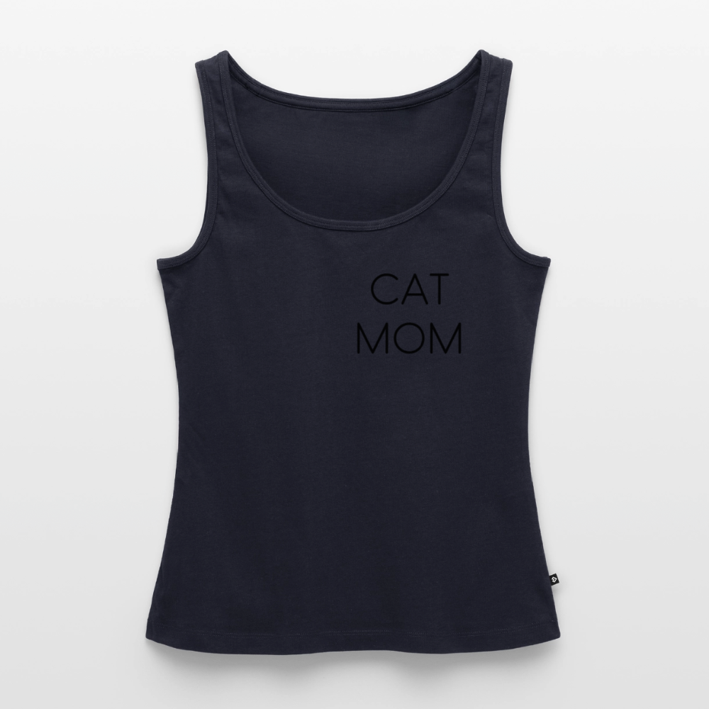 CAT MOM | Damen-Tanktop mit schwarzem Schriftzug - Navy