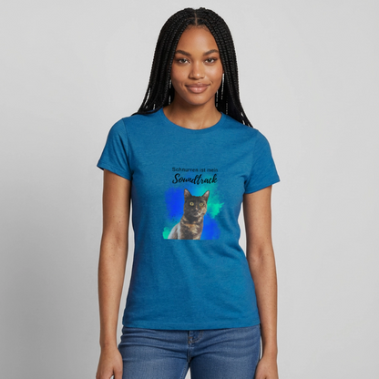 Nala's T-Shirt Schnurren ist mein Soundtrack Black Edition - Antikblaues Saphir meliert