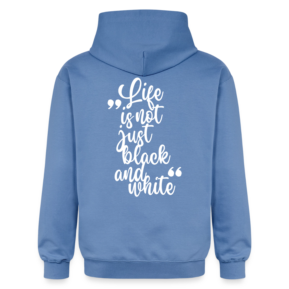 LiNBW. Crew Hoodie White Edition Life is not just black and white - Carolina Blue