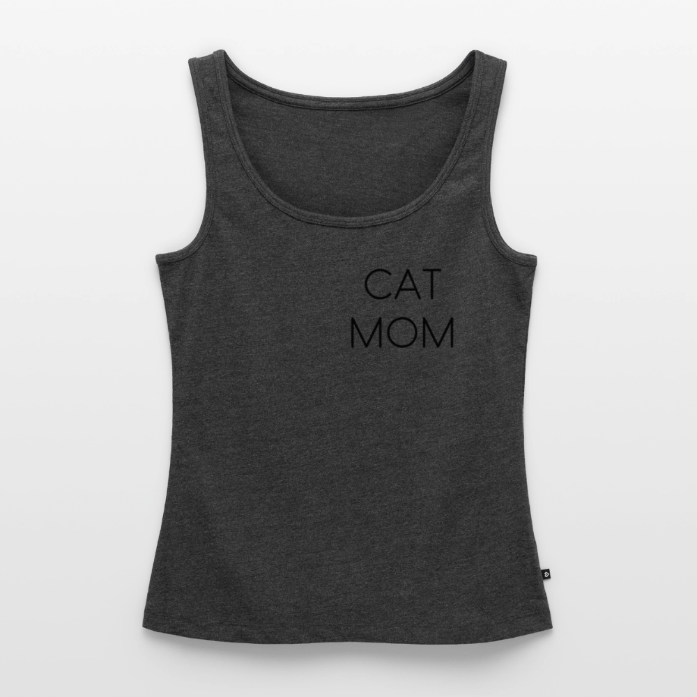 CAT MOM | Damen-Tanktop mit schwarzem Schriftzug - Anthrazit meliert