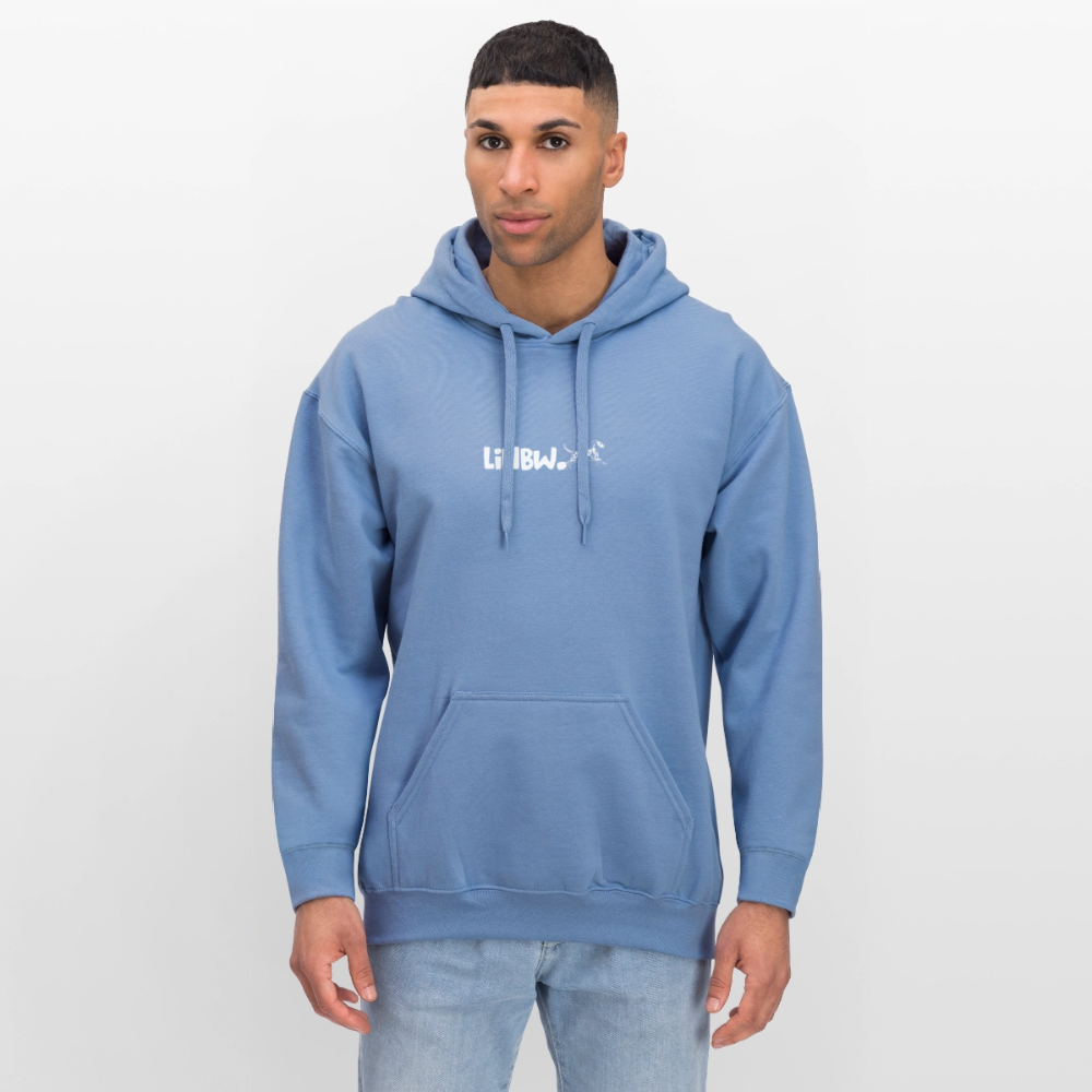 LiNBW. Crew Hoodie White Edition Life is not just black and white - Carolina Blue