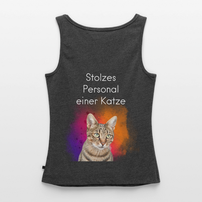 CAT MOM | Damen-Tanktop mit weißem Schriftzug - Anthrazit meliert