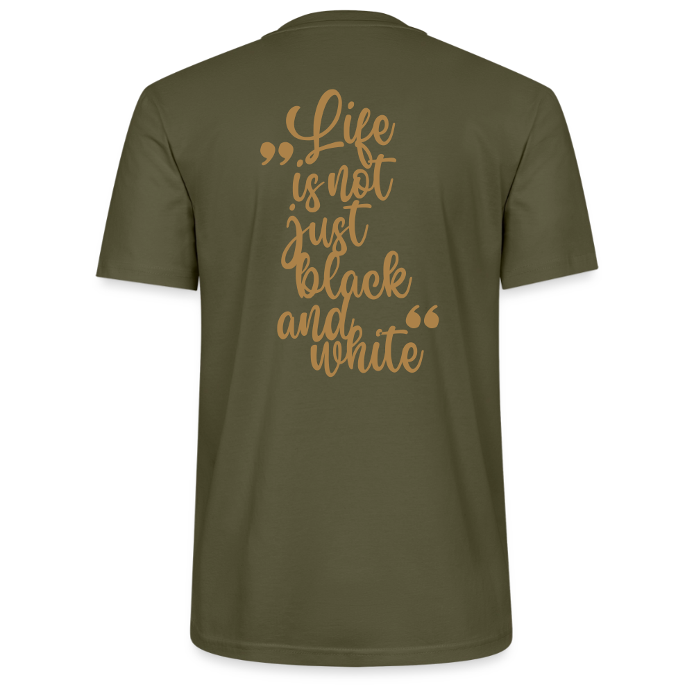 LiNBW. Unisex T-Shirt Premium Crew Brown Edition Life is not just black and white - Khaki
