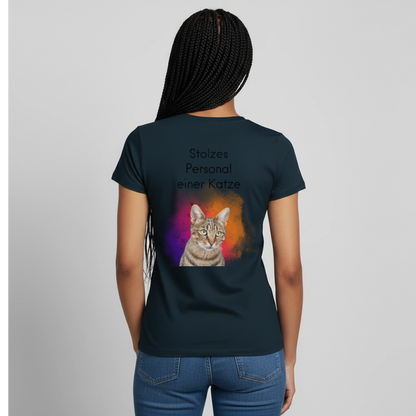Pedro's T-Shirt CAT MOM Stolzes Personal einer Katze Black Edition - Navy