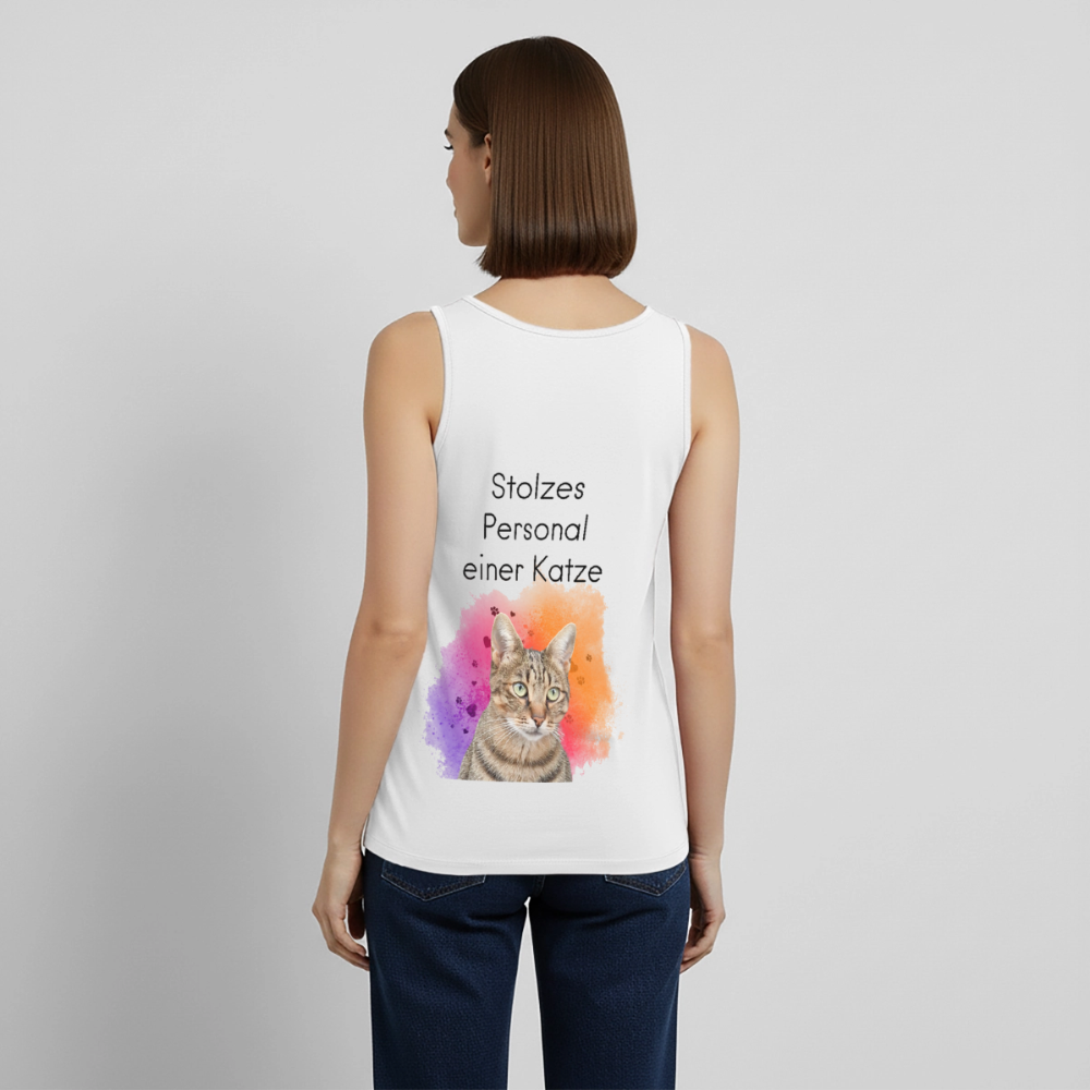 Pedro´s Tank Top Premium Stolzes Personal einer Katze CAT MOM Black Edition - Weiß