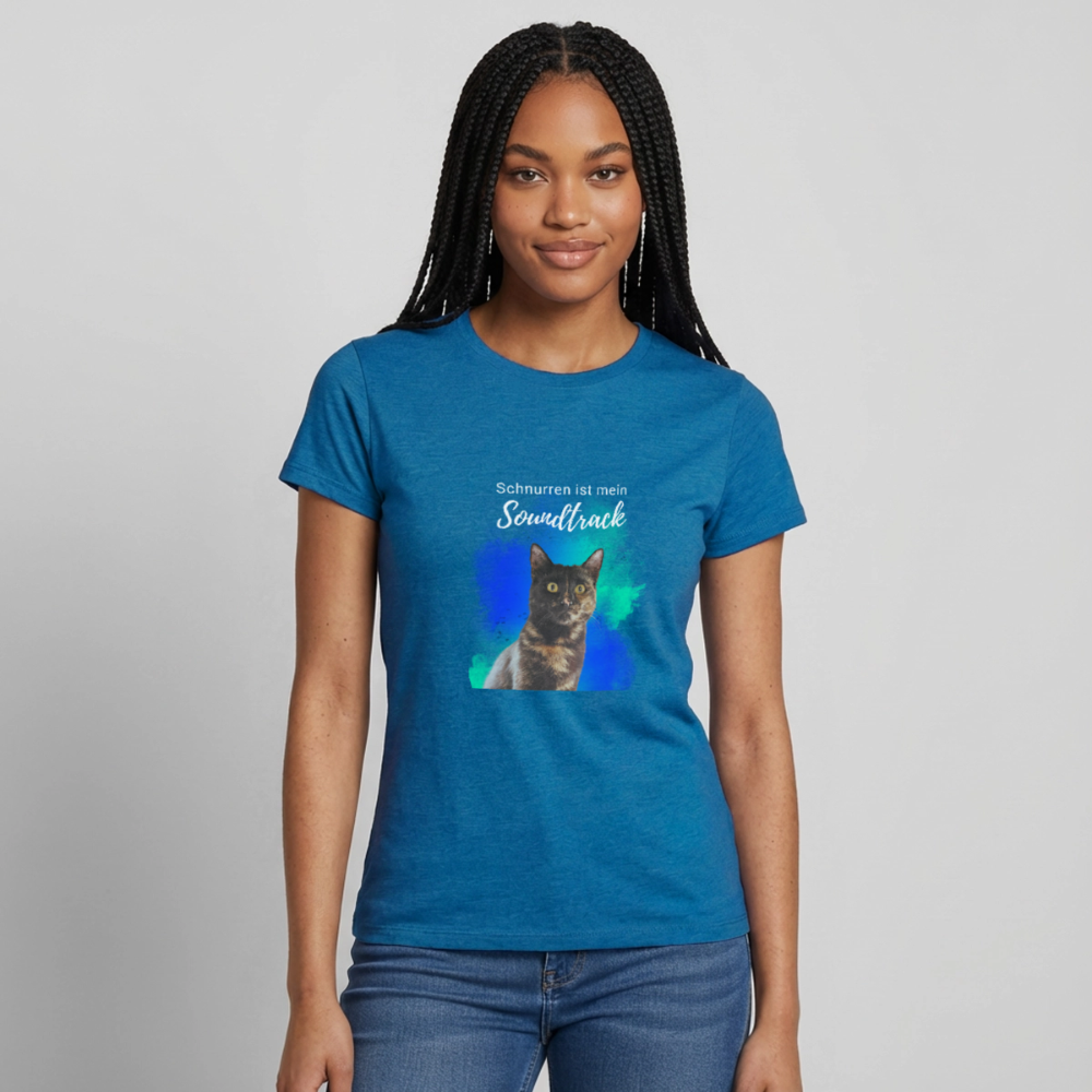 Nala's T-Shirt Schnurren ist mein Soundtrack White Edition - Antikblaues Saphir meliert