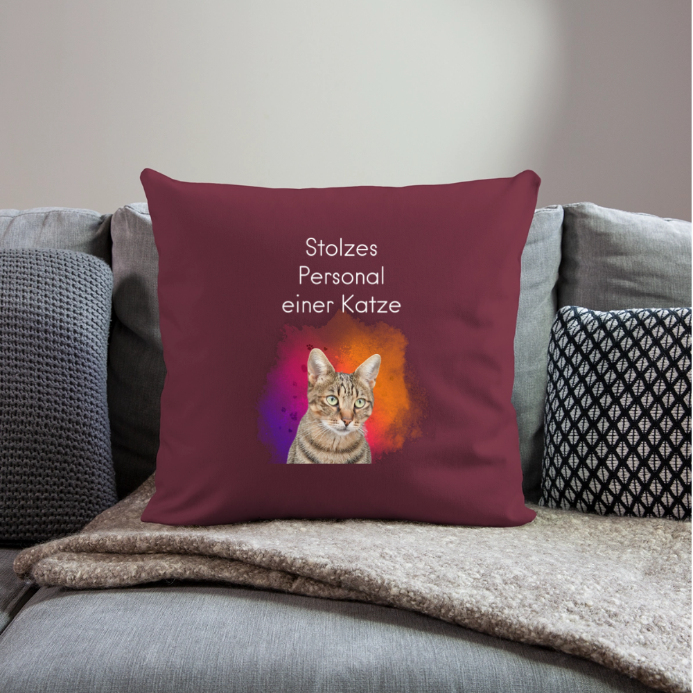 Pedro´s Kissen Stolzes Personal einer Katze White Edition - Burgunderrot