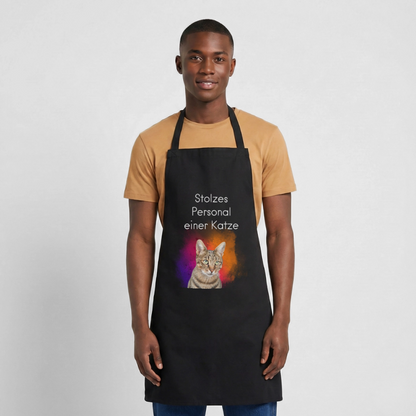 Pedro´s Kochschürze Stolzes Personal einer Katze White Edition - Schwarz