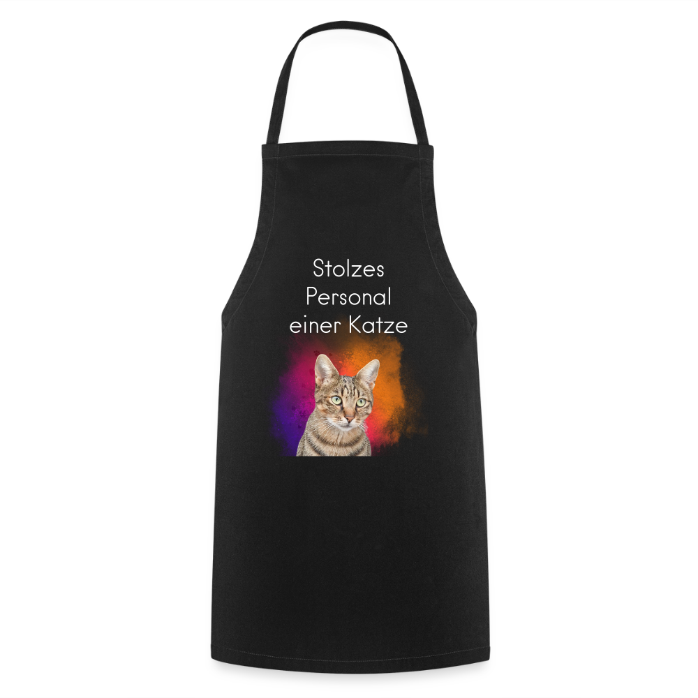 Pedro´s Kochschürze Stolzes Personal einer Katze White Edition - Schwarz
