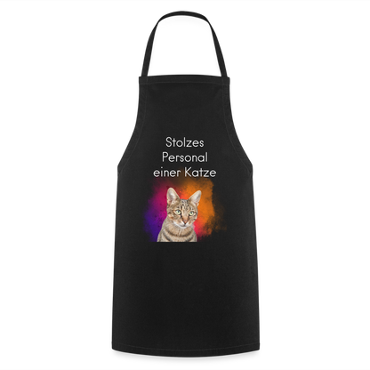 Pedro´s Kochschürze Stolzes Personal einer Katze White Edition - Schwarz