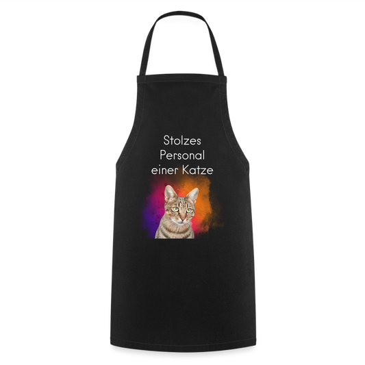 Pedro´s Kochschürze Stolzes Personal einer Katze White Edition - Schwarz