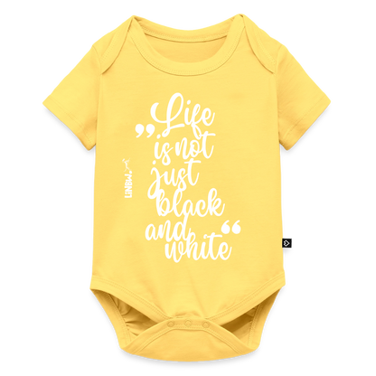 Life is not just black and white Kurzarm-Body White Edition - Pastellgelb