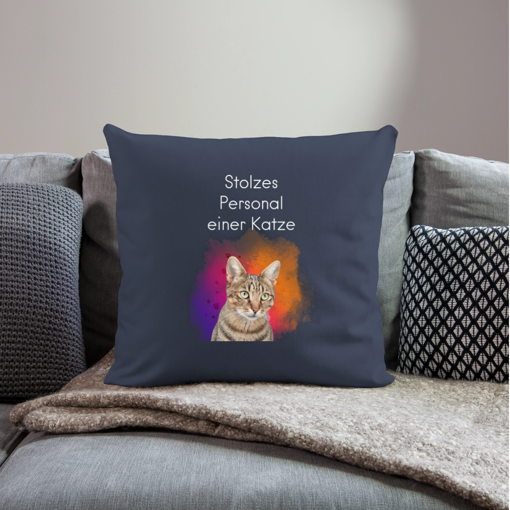 Pedro´s Kissen Stolzes Personal einer Katze White Edition - Navy