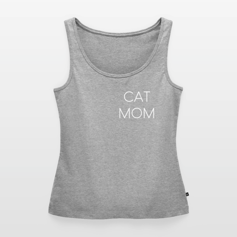CAT MOM | Damen-Tanktop mit weißem Schriftzug - Grau meliert