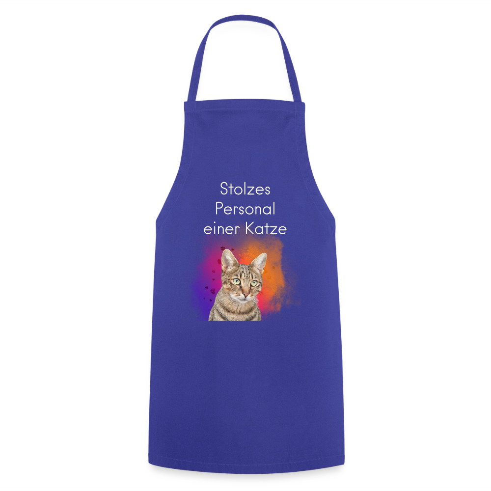 Pedro´s Kochschürze Stolzes Personal einer Katze White Edition - Royalblau