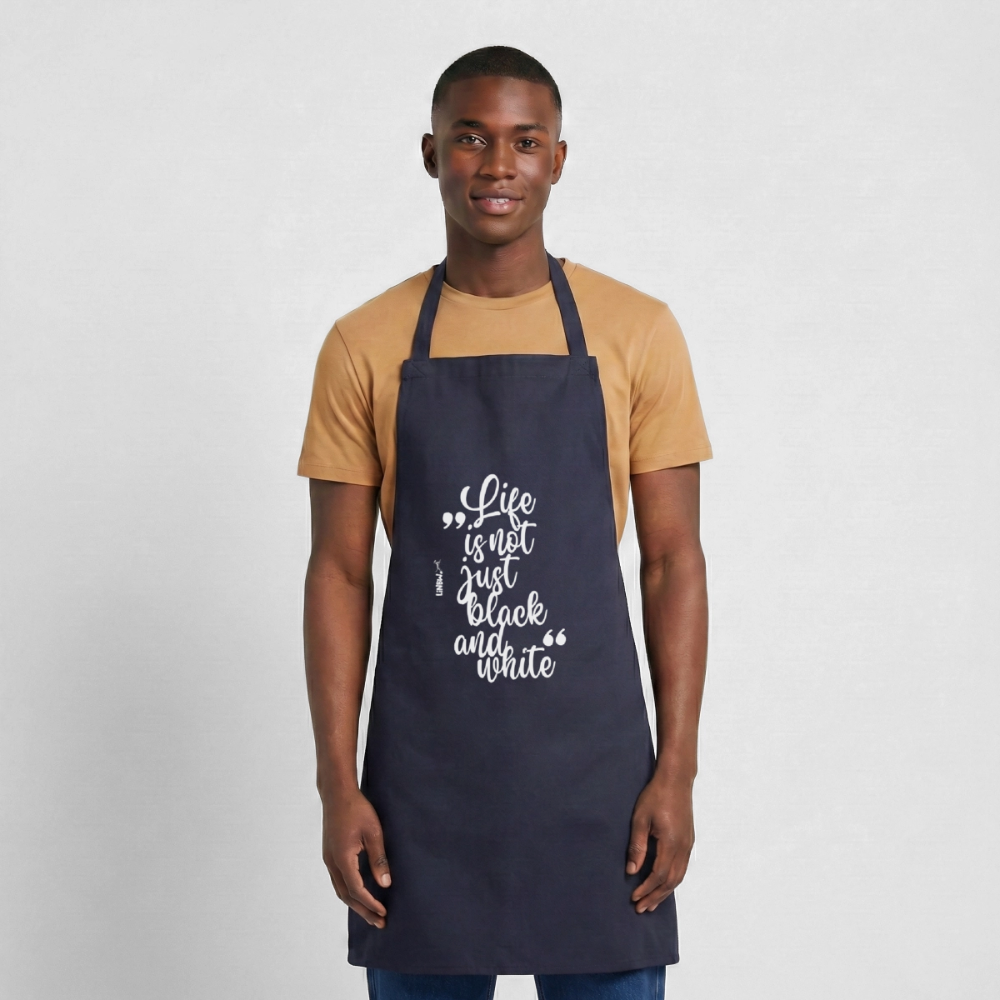 Life is not just black and white Kochschürze White Edition - Navy