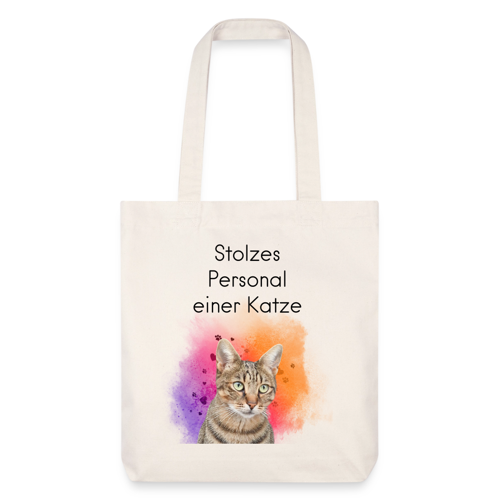 Pedro´s Stoffbeutel Stolzes Personal einer Katze Black Edition - Naturweiß