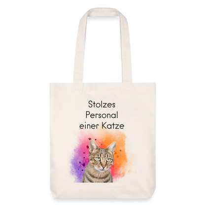 Pedro´s Stoffbeutel Stolzes Personal einer Katze Black Edition - Naturweiß