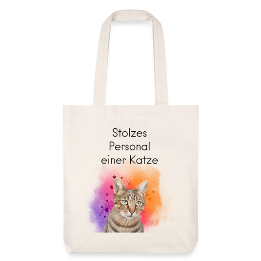 Pedro´s Stoffbeutel Stolzes Personal einer Katze Black Edition - Naturweiß