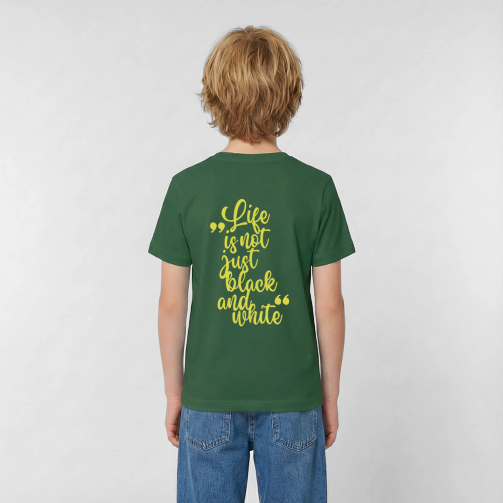 LiNBW. Crew T-Shirt Yellow Edition Life is not just black and white - Flaschengrün