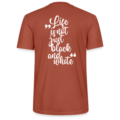 LiNBW. Unisex T-Shirt Premium Crew White Edition Life is not just black and white - Terrakotta