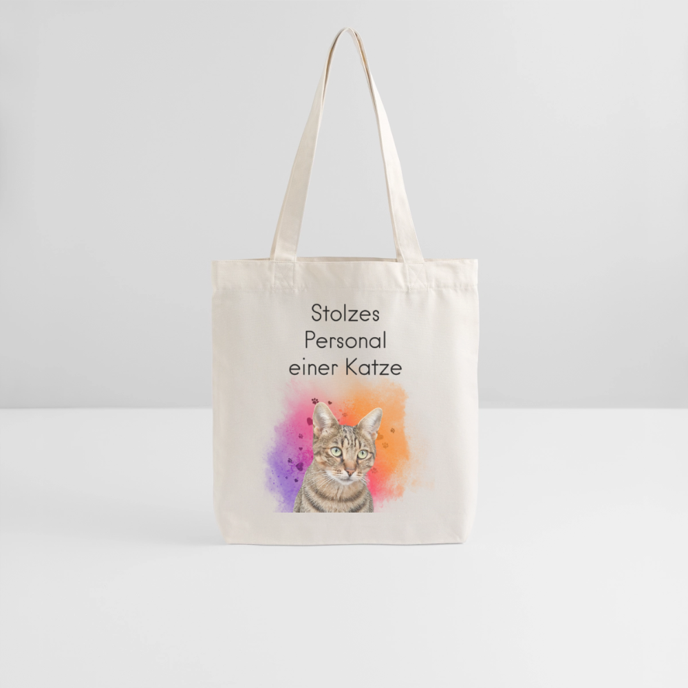 Pedro´s Stoffbeutel Stolzes Personal einer Katze Black Edition - Naturweiß