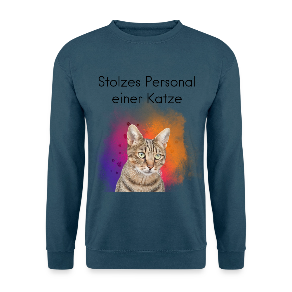 Pedro's Classic Pullover Stolzes Personal einer Katze Black Edition - Indigoblau