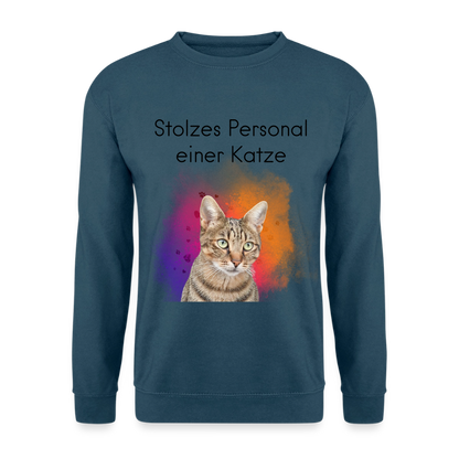 Pedro's Classic Pullover Stolzes Personal einer Katze Black Edition - Indigoblau