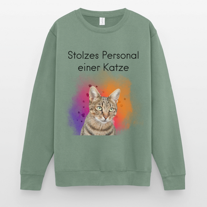 Pedro's Classic Pullover Stolzes Personal einer Katze Black Edition - Graugrün