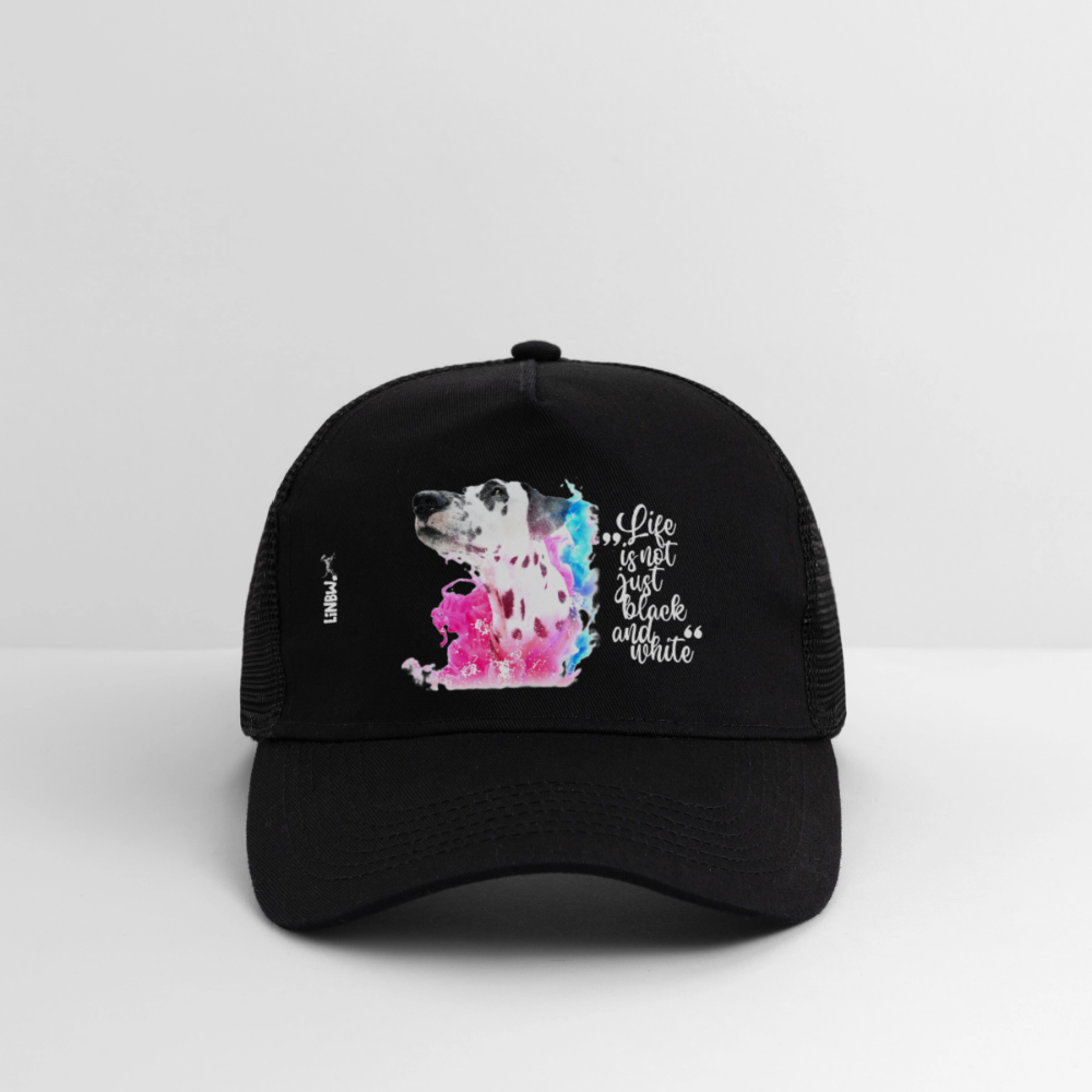 Boa´s Trucker Cap Splash Life is not just black and white Edition White - Schwarz/Schwarz