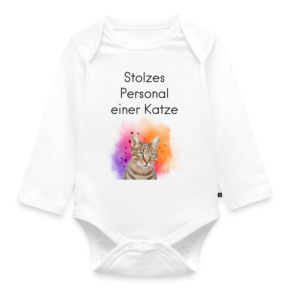 Pedro´s Langarm-Body Stolzes Personal einer Katze Black Edition - Weiß