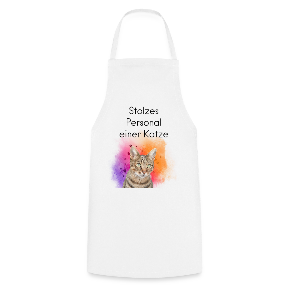 Pedro´s Kochschürze Stolzes Personal einer Katze Black Edition - Weiß