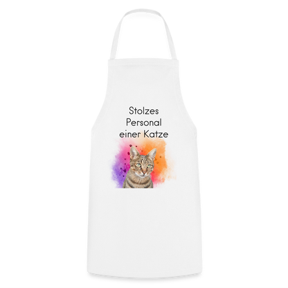 Pedro´s Kochschürze Stolzes Personal einer Katze Black Edition - Weiß