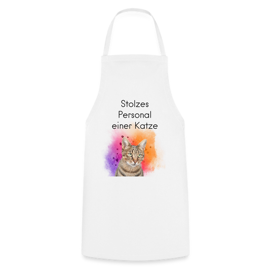 Pedro´s Kochschürze Stolzes Personal einer Katze Black Edition - Weiß