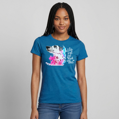 Boa's T-Shirt Splash White Edition Life is not just black and white - Antikblaues Saphir meliert
