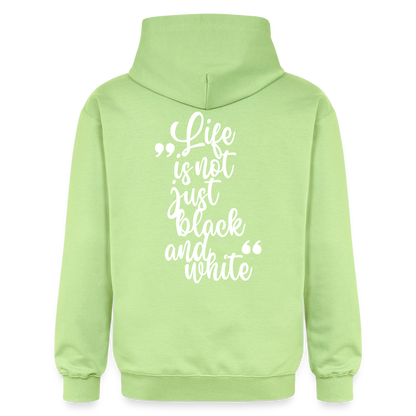 LiNBW. Crew Hoodie White Edition Life is not just black and white - Pistazie