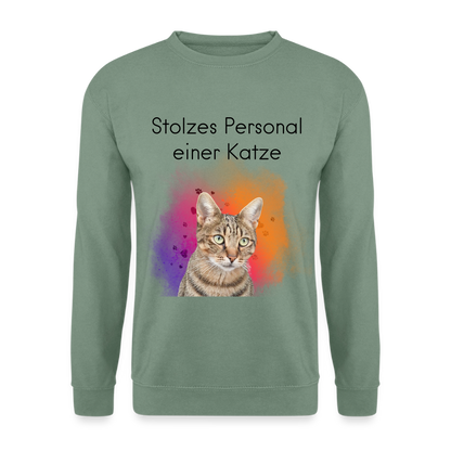 Pedro's Classic Pullover Stolzes Personal einer Katze Black Edition - Graugrün