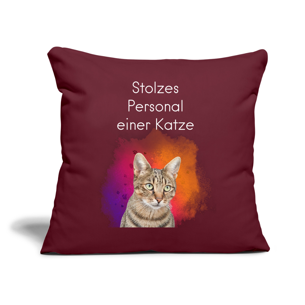 Pedro´s Kissen Stolzes Personal einer Katze White Edition - Burgunderrot