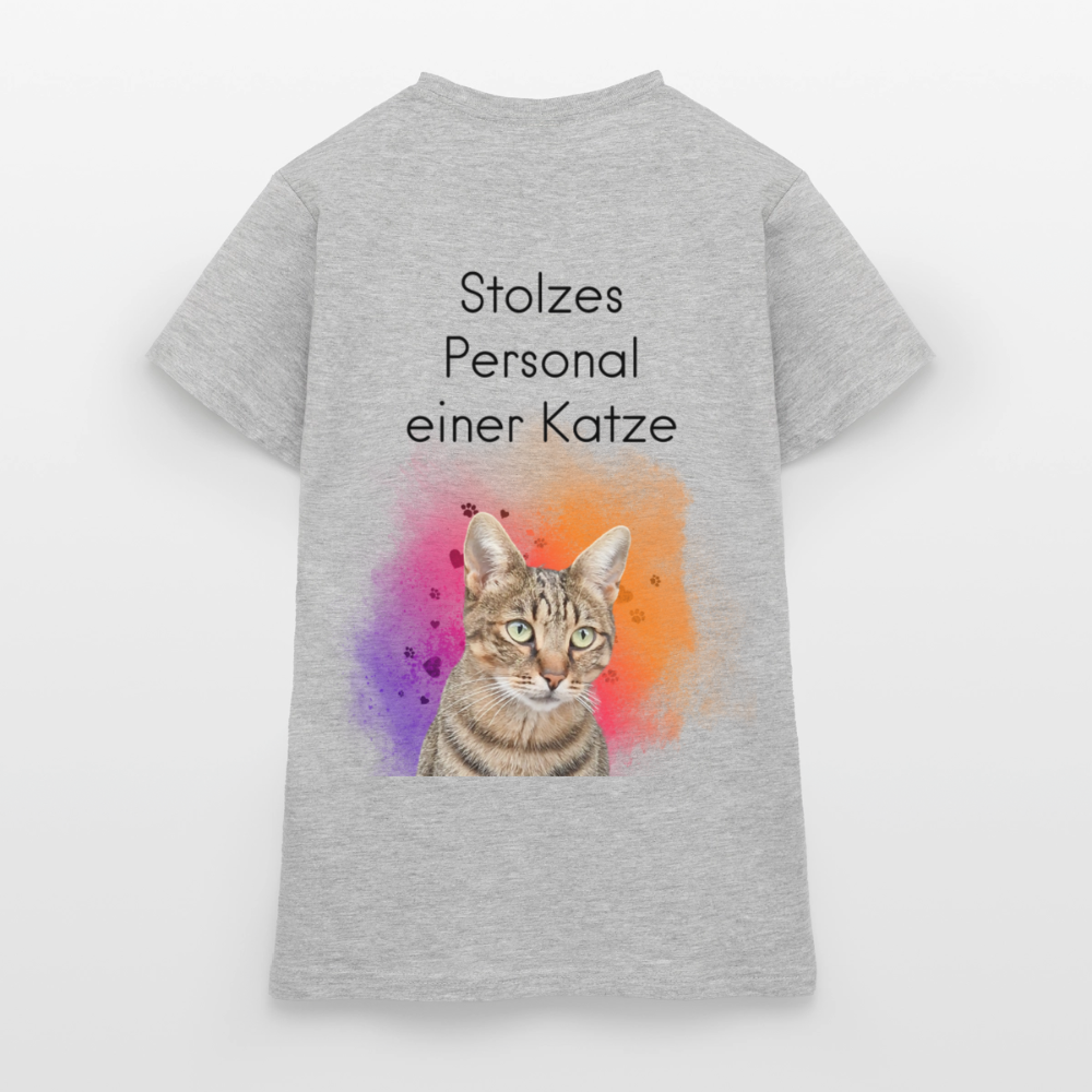 Pedro's T-Shirt CAT MOM Stolzes Personal einer Katze Black Edition - Grau meliert