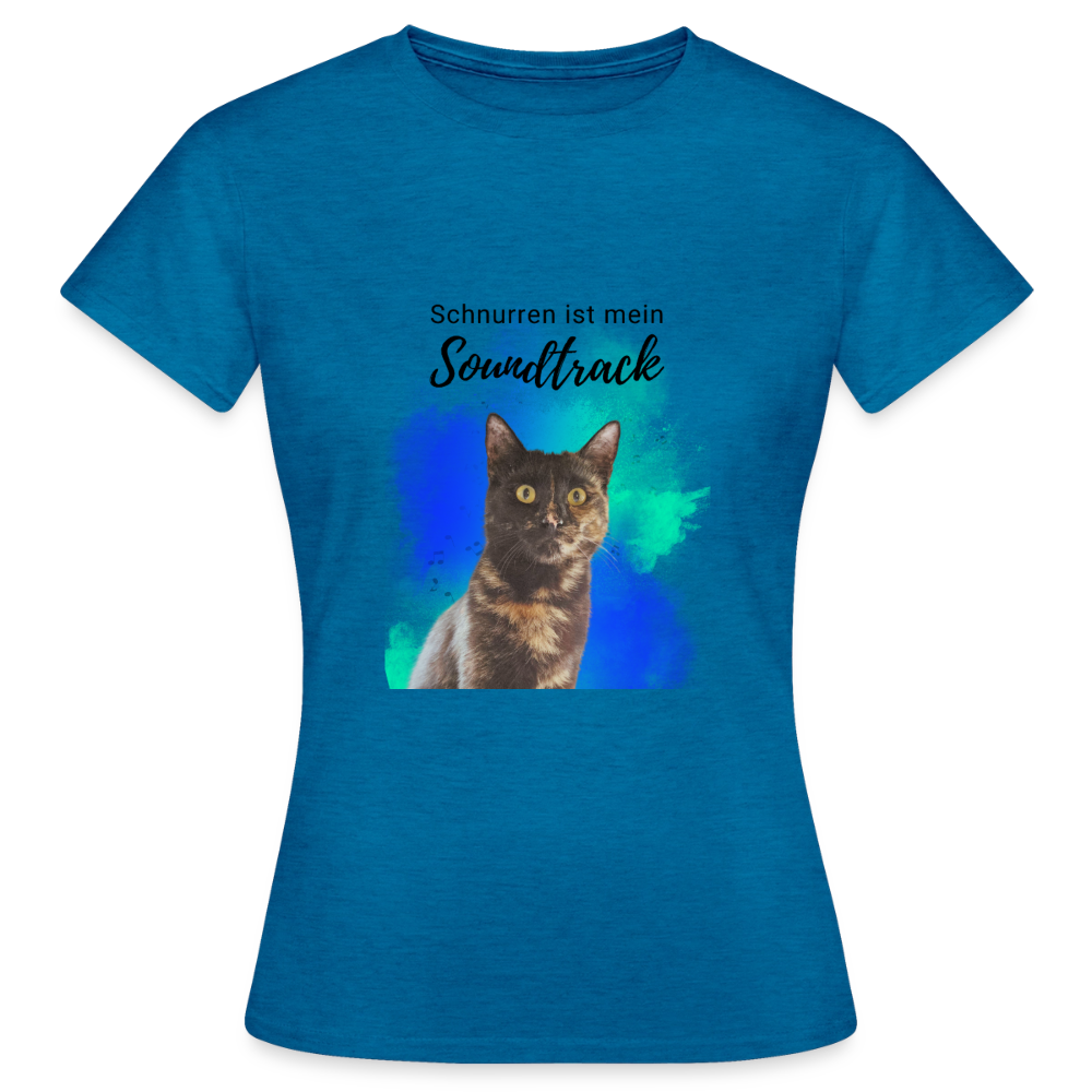 Nala's T-Shirt Schnurren ist mein Soundtrack Black Edition - Antikblaues Saphir meliert