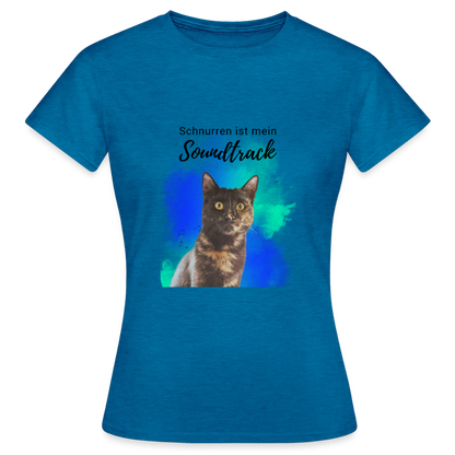 Nala's T-Shirt Schnurren ist mein Soundtrack Black Edition - Antikblaues Saphir meliert